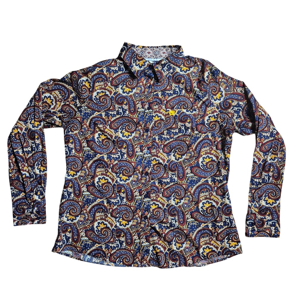 Cinch‎ Womens Long Sleeve Paisley Print Button Up Shirt 2XL Rodeo Ranchwear
